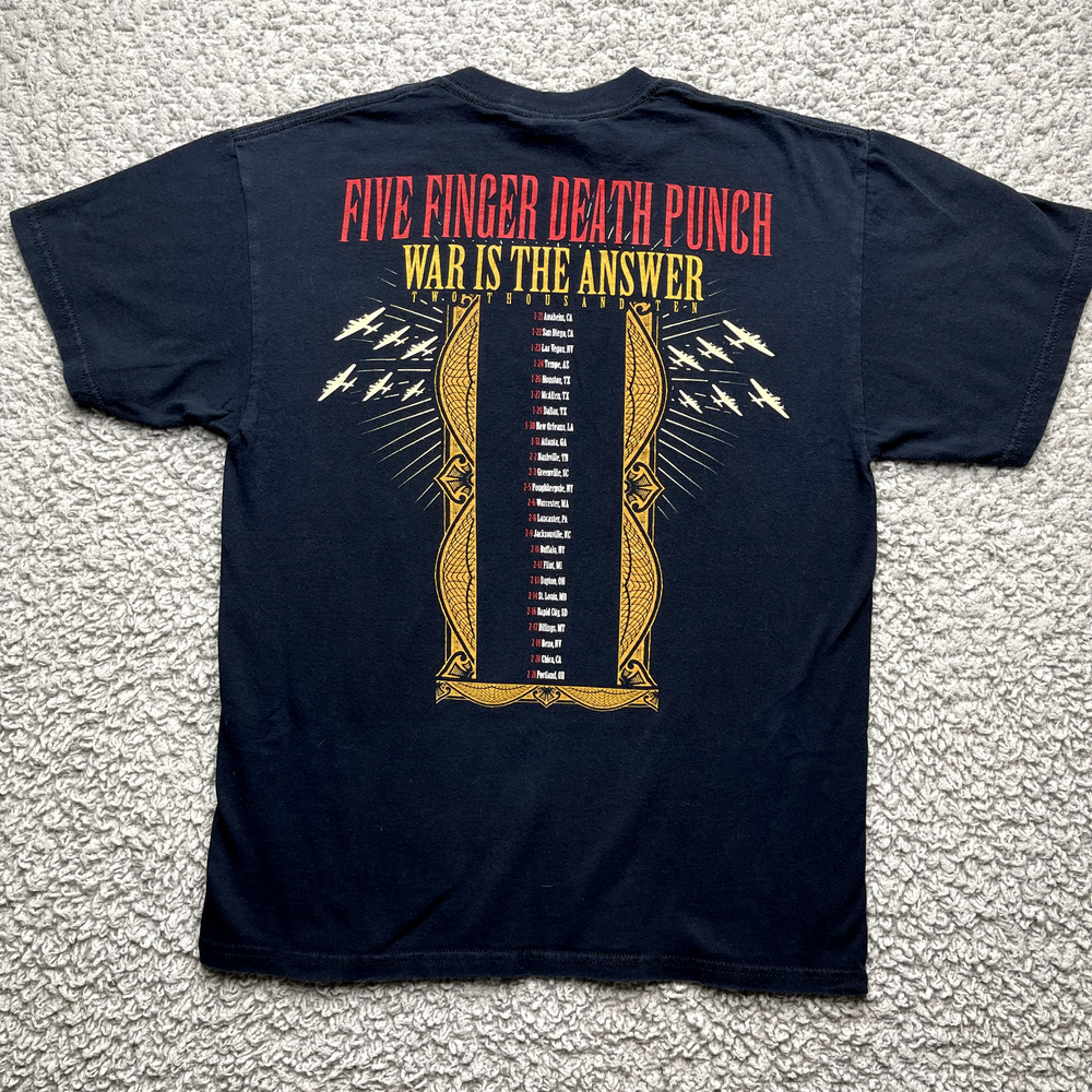 Five Finger Death Punch Shirt Mens Size Medium War is the Answer Tour 2010 Y2K - Picture 6 of 8